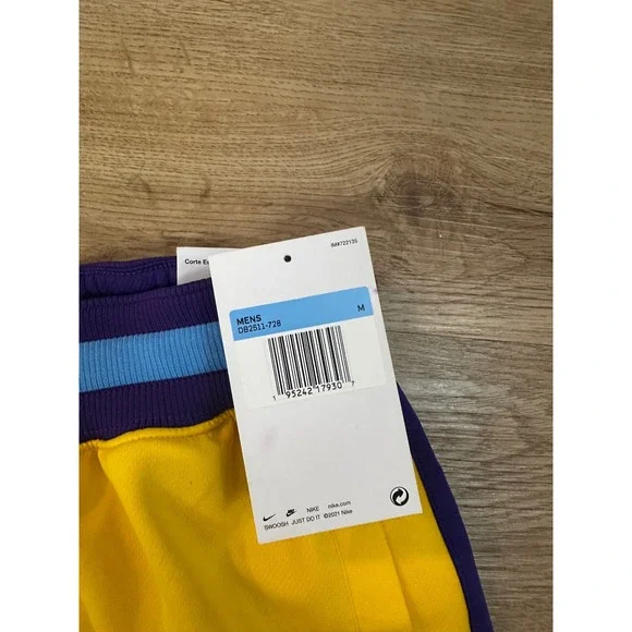 Nike NBA Los Angeles Lakers Men's Yellow Basketball Track Pants Size M NWT